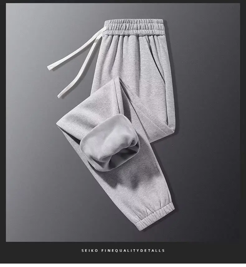 Men Fleece Lined Grey Ankle Tied Sweatpants — feature 21