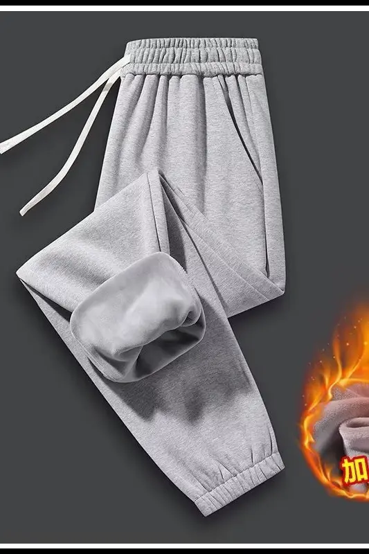 Men Fleece Lined Grey Ankle Tied Sweatpants — feature 30