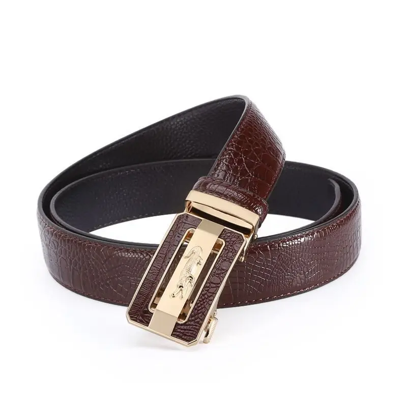 New Men's Crocodile Belt with Gold Buckle — feature 12
