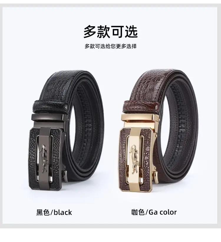 New Men's Crocodile Belt with Gold Buckle — feature 6