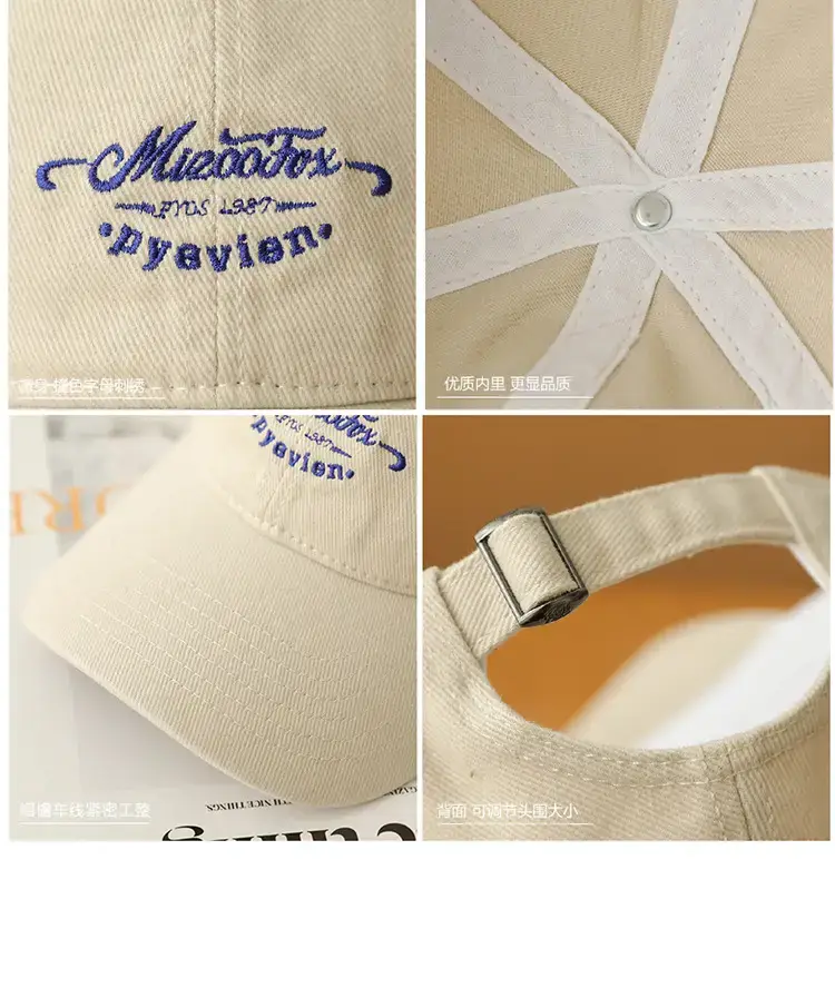 Men Women Beige Peak Cap Big Head Wide Brim — feature 5