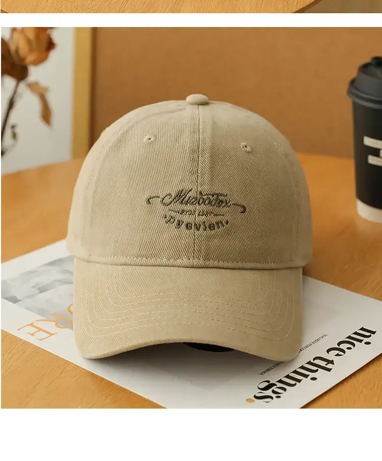 Men Women Beige Peak Cap Big Head Wide Brim — feature 7