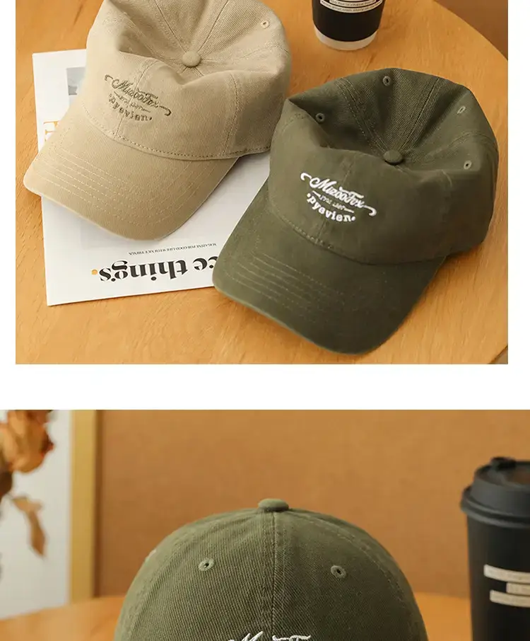 Men Women Beige Peak Cap Big Head Wide Brim — feature 9