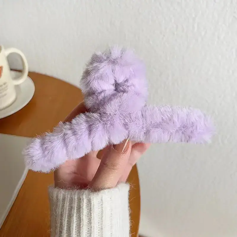 Autumn Winter Plush Clip Hairpin for Girls