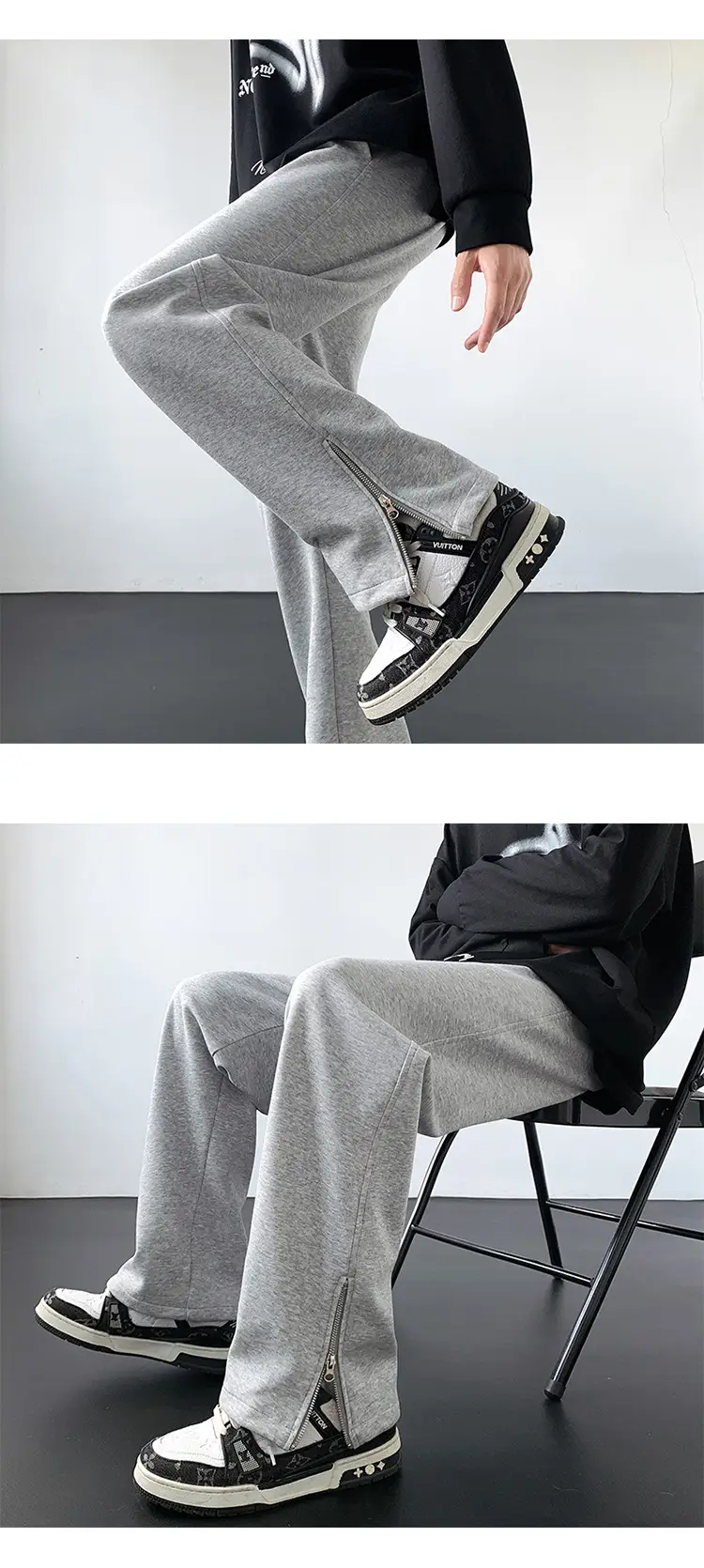Men's American Vibe Wide Leg Sweatpants with Zipper Split — feature 10