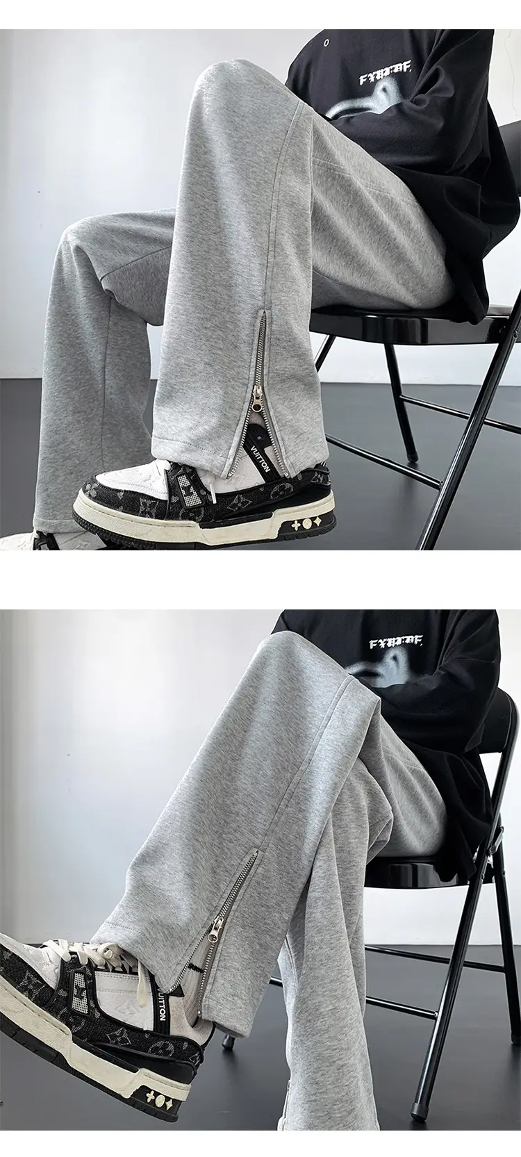 Men's American Vibe Wide Leg Sweatpants with Zipper Split — feature 11