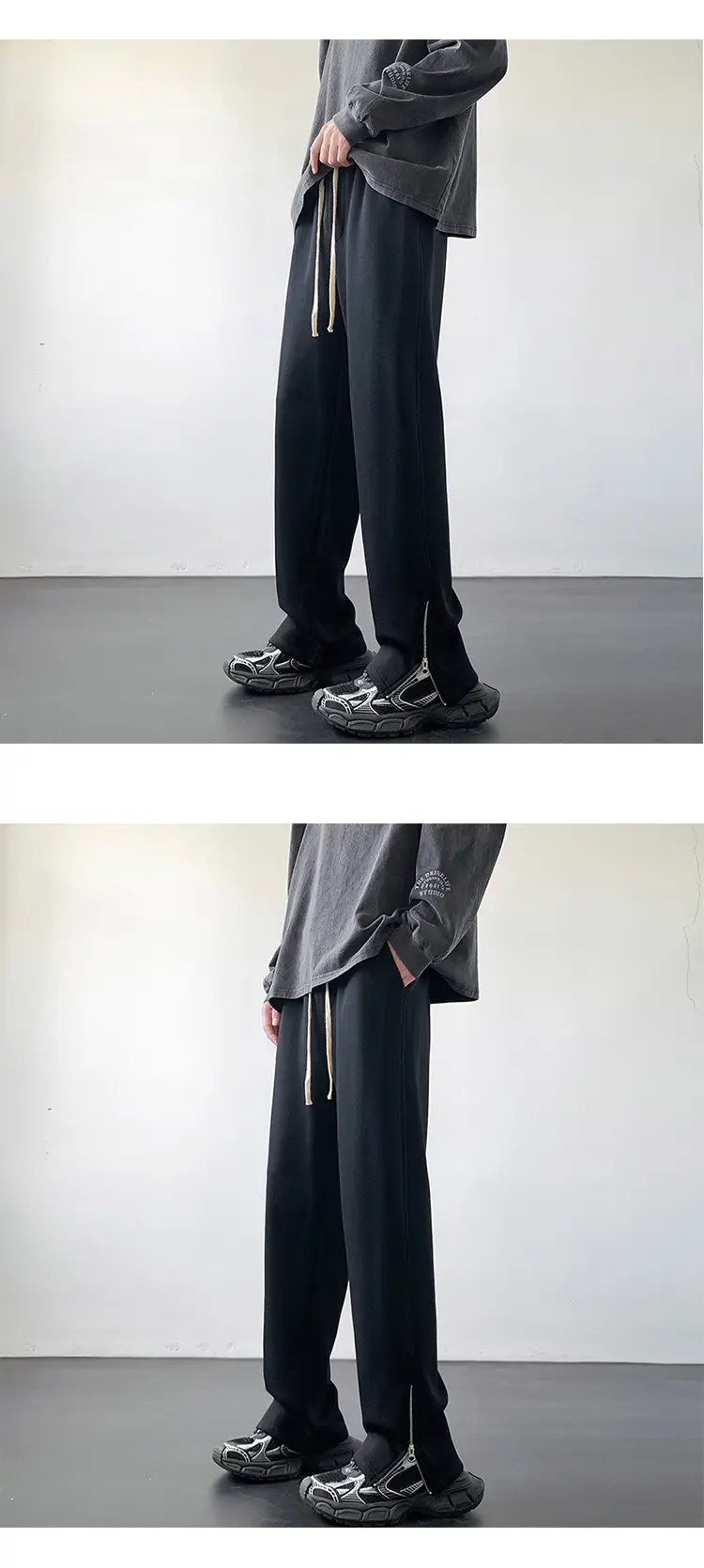 Men's American Vibe Wide Leg Sweatpants with Zipper Split — feature 4