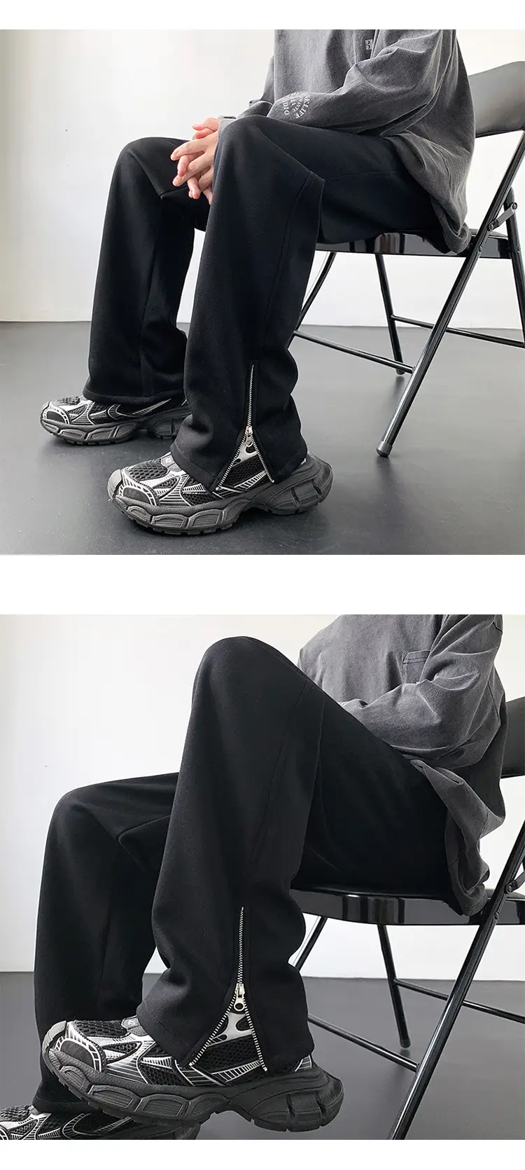 Men's American Vibe Wide Leg Sweatpants with Zipper Split — feature 6