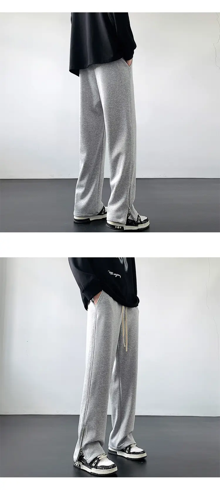 Men's American Vibe Wide Leg Sweatpants with Zipper Split — feature 9