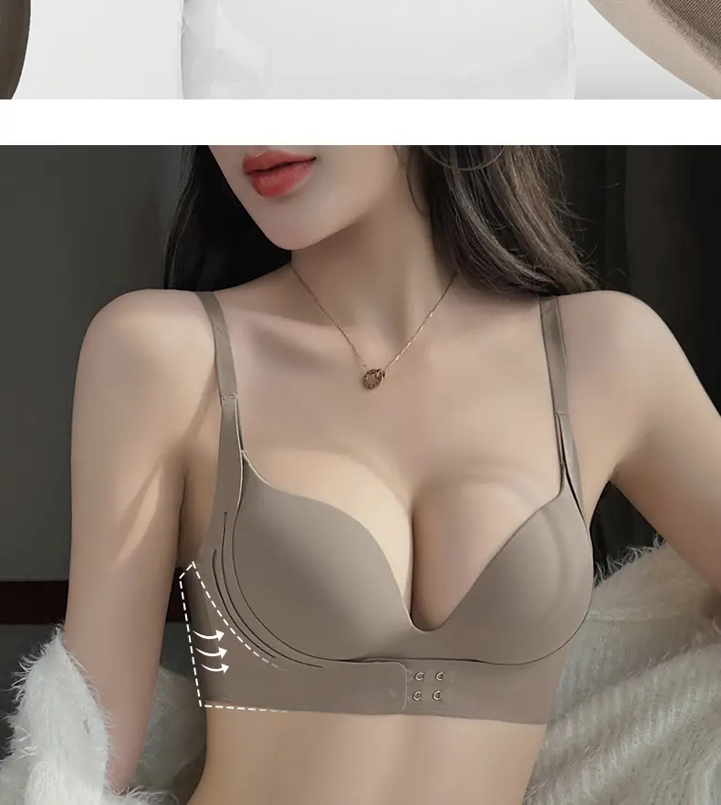 White Seamless Lifting Underwear Women Small Chest Push Up Large Wireless Breast Holding — feature 14