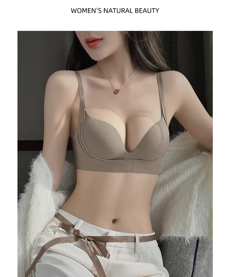 White Seamless Lifting Underwear Women Small Chest Push Up Large Wireless Breast Holding — feature 34
