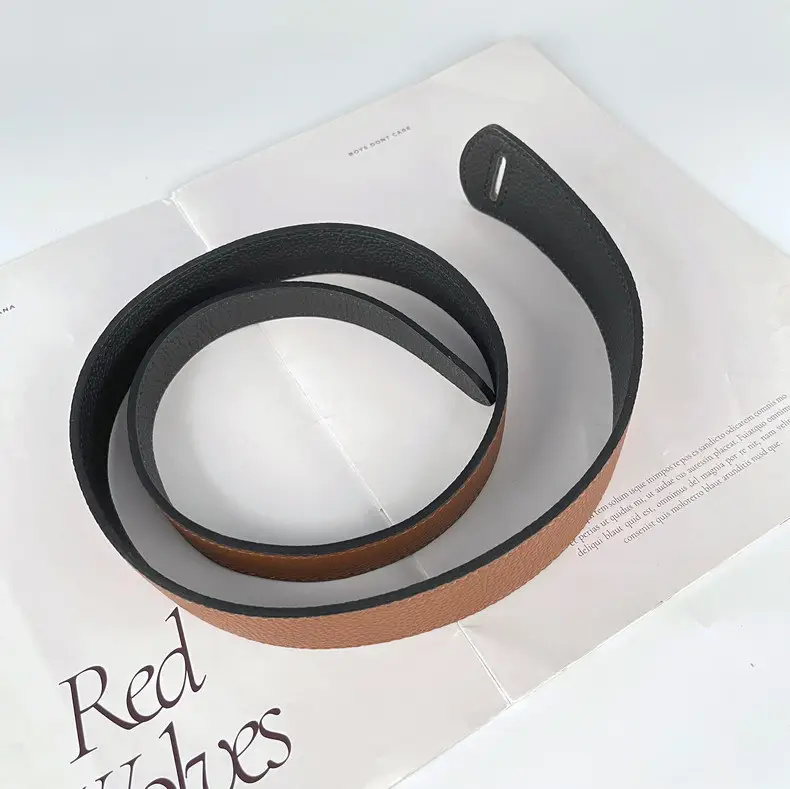 Women's Brown Cowhide Belt with Black Core — feature 10
