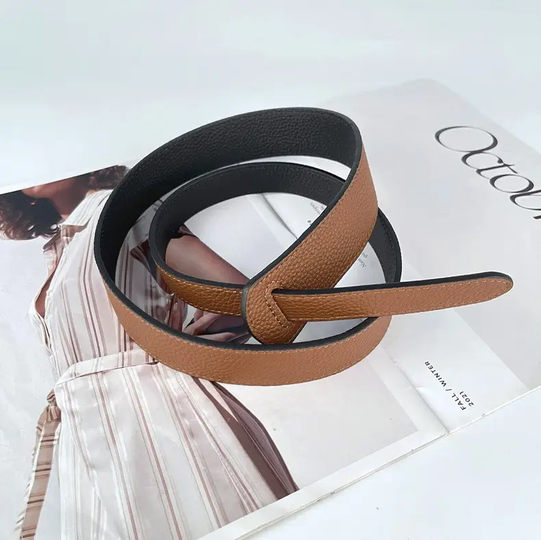 Women's Brown Cowhide Belt with Black Core — feature 11