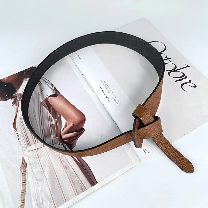 Women's Brown Cowhide Belt with Black Core — feature 12