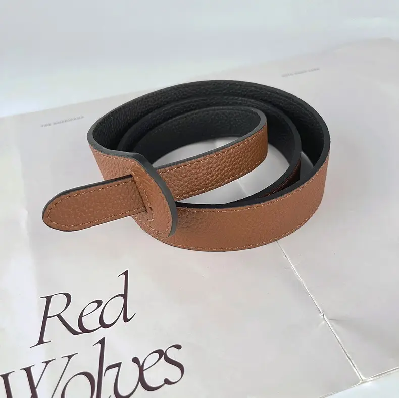 Women's Brown Cowhide Belt with Black Core — feature 13