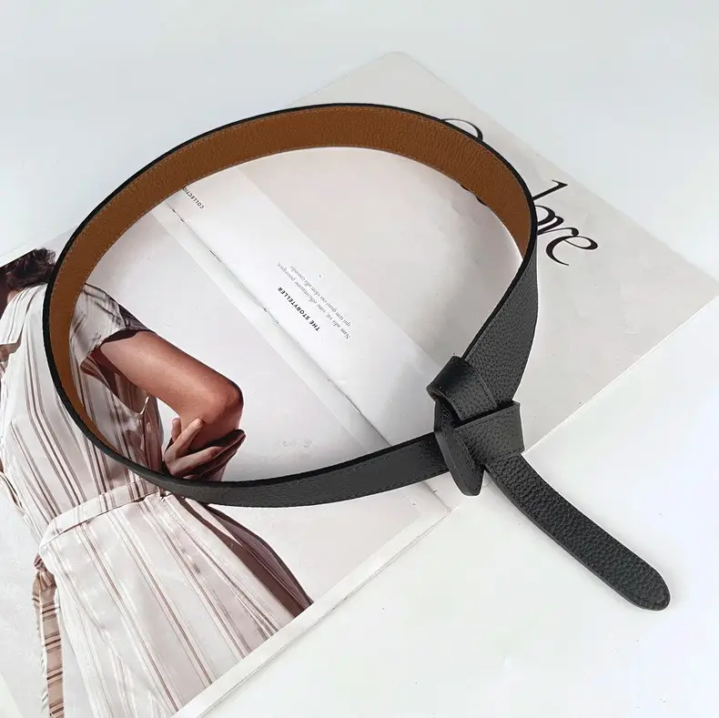 Women's Brown Cowhide Belt with Black Core — feature 14