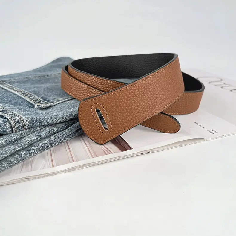 Women's Brown Cowhide Belt with Black Core — feature 15
