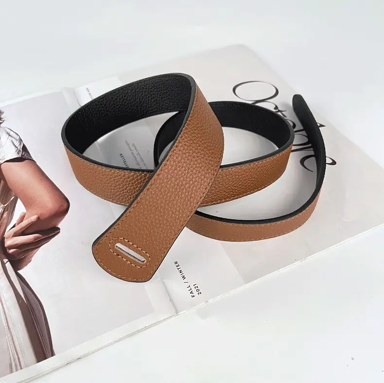 Women's Brown Cowhide Belt with Black Core — feature 8