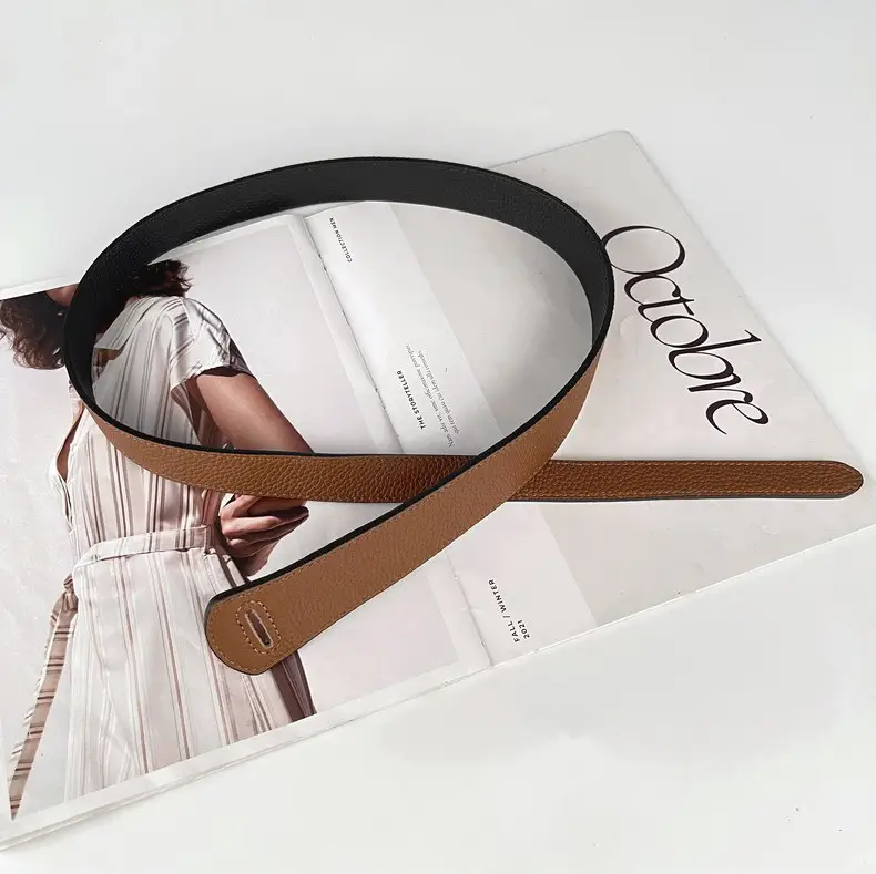 Women's Brown Cowhide Belt with Black Core — feature 9