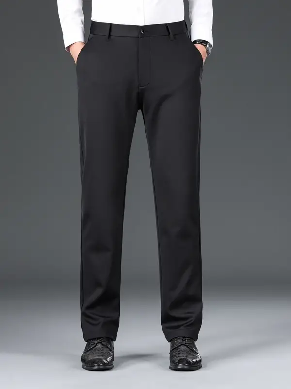 Men Black Stretch Knitted Pants Autumn Business Suit - Image 6