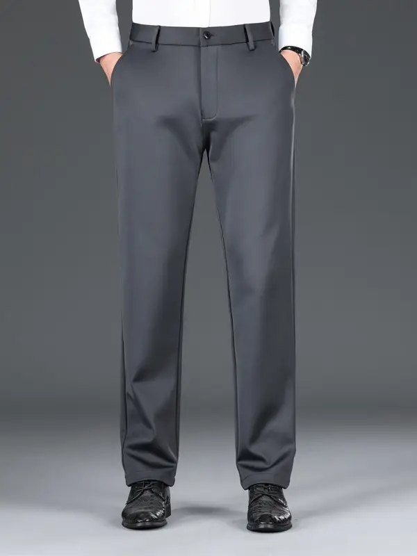 Men Black Stretch Knitted Pants Autumn Business Suit - Image 7