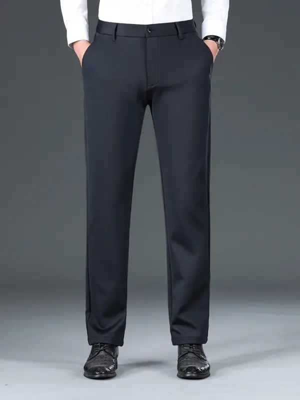 Men Black Stretch Knitted Pants Autumn Business Suit - Image 8