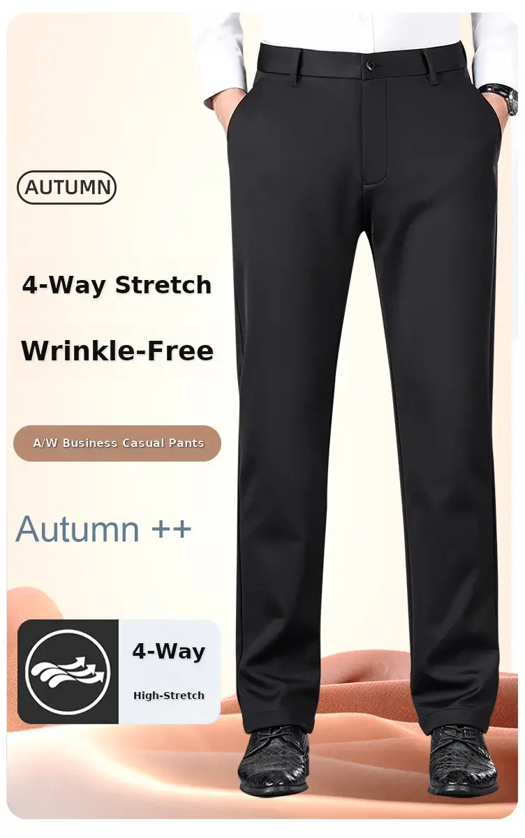 Men Black Stretch Knitted Pants Autumn Business Suit — feature 1