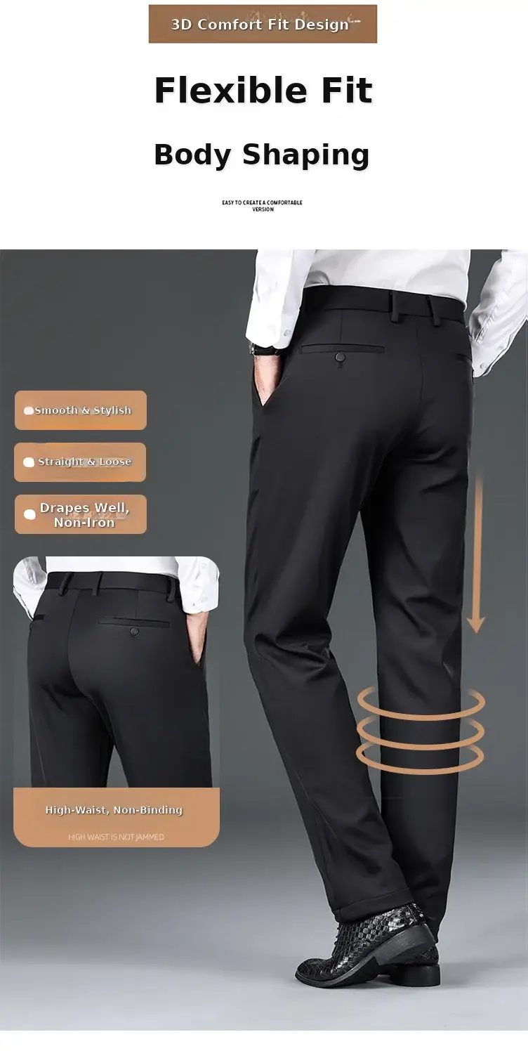 Men Black Stretch Knitted Pants Autumn Business Suit — feature 10