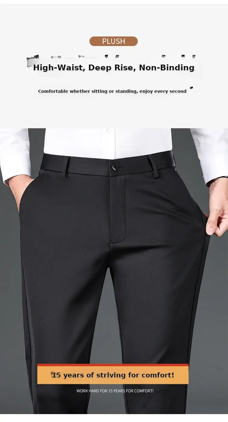Men Black Stretch Knitted Pants Autumn Business Suit — feature 11