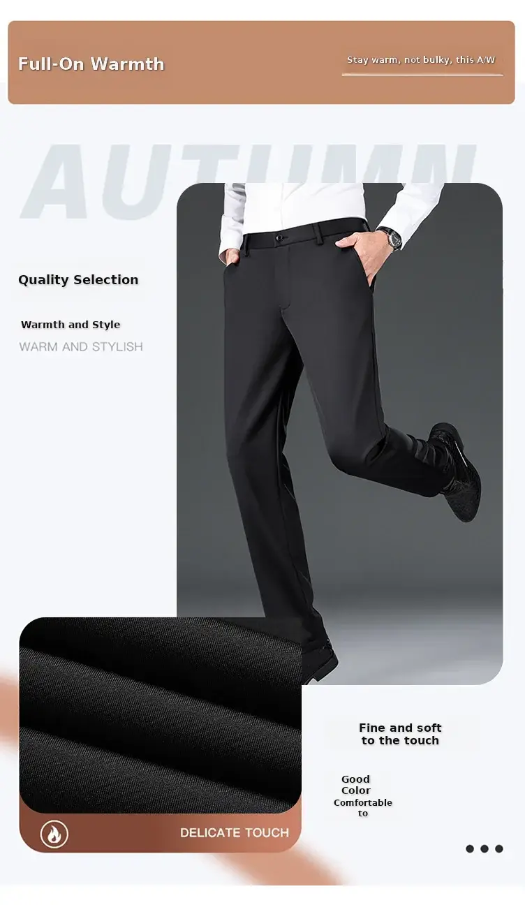 Men Black Stretch Knitted Pants Autumn Business Suit — feature 13