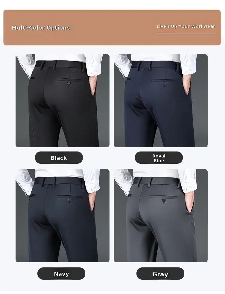 Men Black Stretch Knitted Pants Autumn Business Suit — feature 14