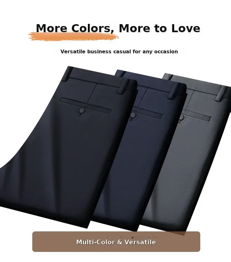 Men Black Stretch Knitted Pants Autumn Business Suit — feature 2
