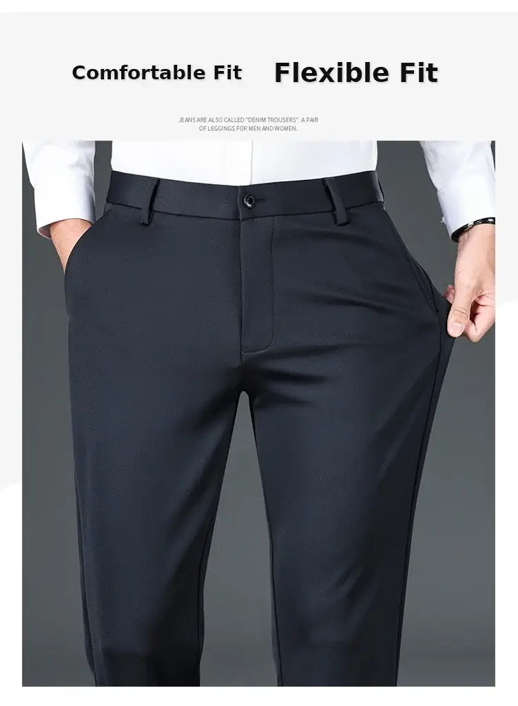 Men Black Stretch Knitted Pants Autumn Business Suit — feature 21