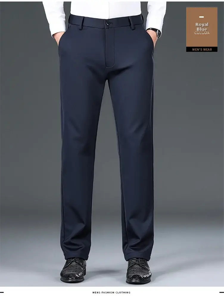 Men Black Stretch Knitted Pants Autumn Business Suit — feature 22