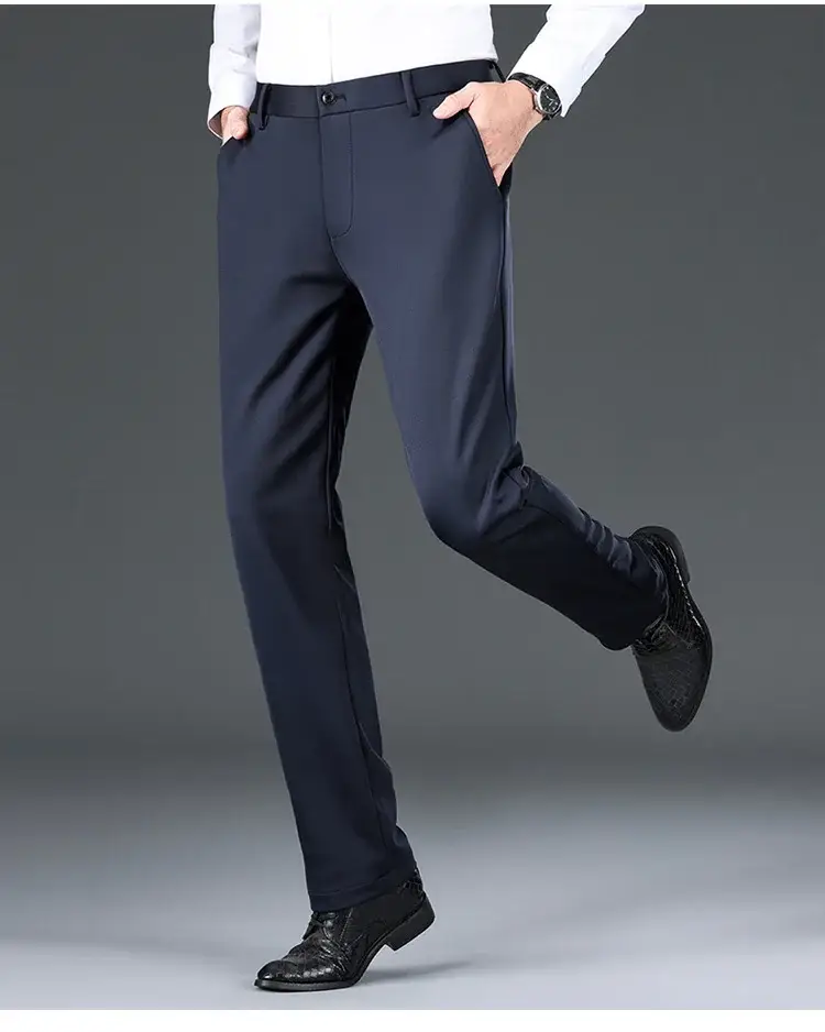 Men Black Stretch Knitted Pants Autumn Business Suit — feature 23