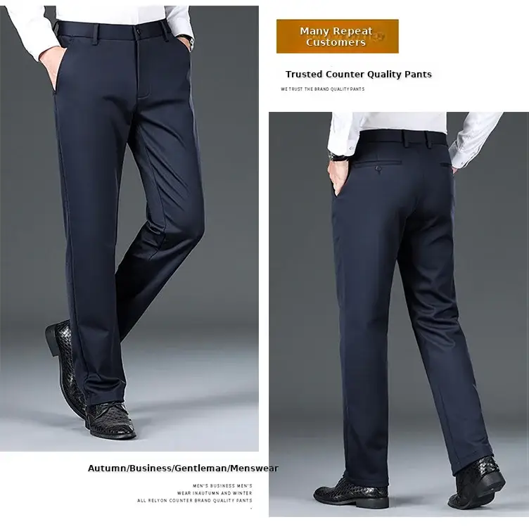 Men Black Stretch Knitted Pants Autumn Business Suit — feature 24