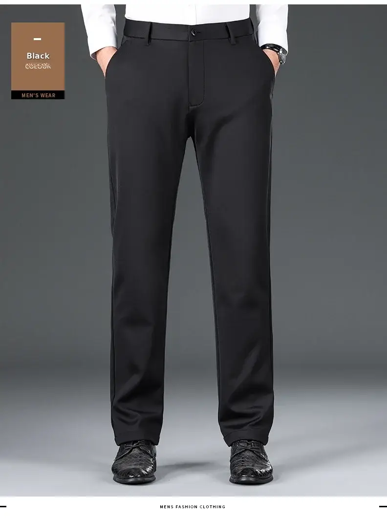 Men Black Stretch Knitted Pants Autumn Business Suit — feature 25