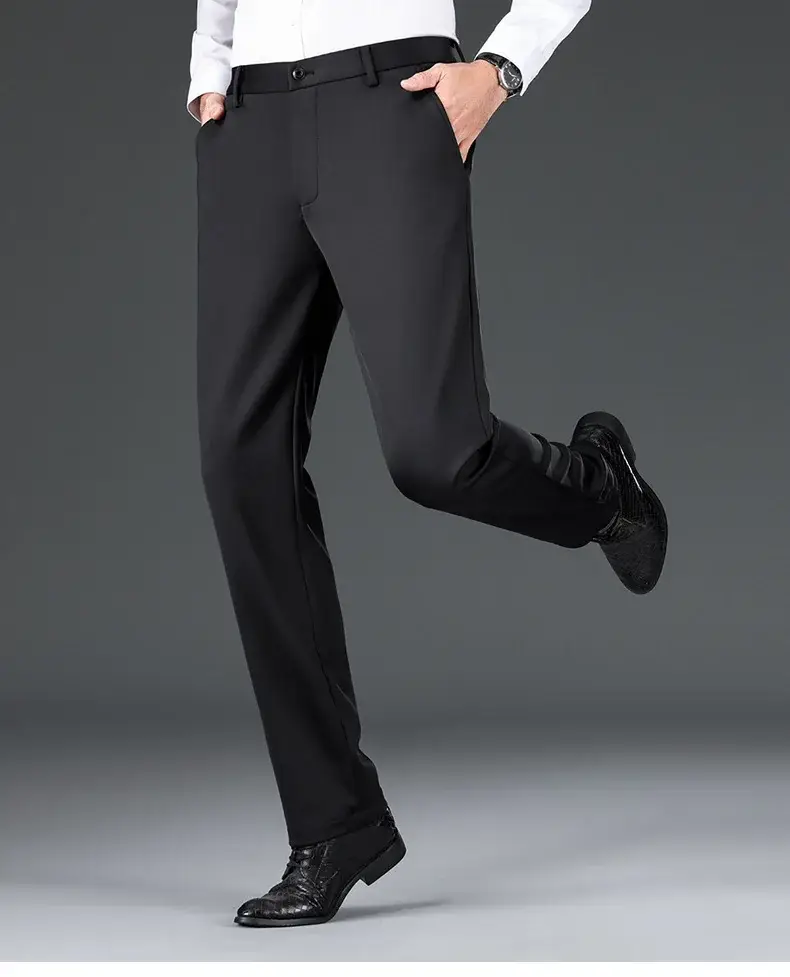 Men Black Stretch Knitted Pants Autumn Business Suit — feature 26