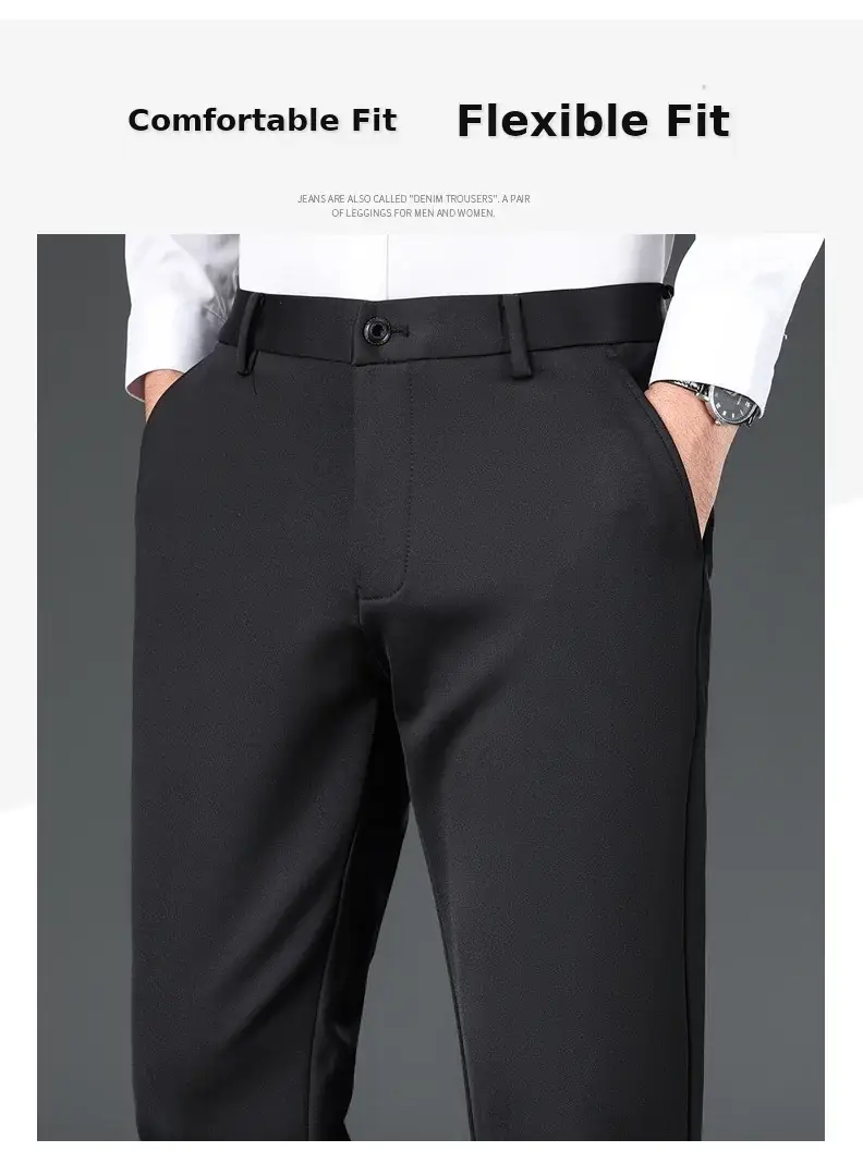 Men Black Stretch Knitted Pants Autumn Business Suit — feature 28