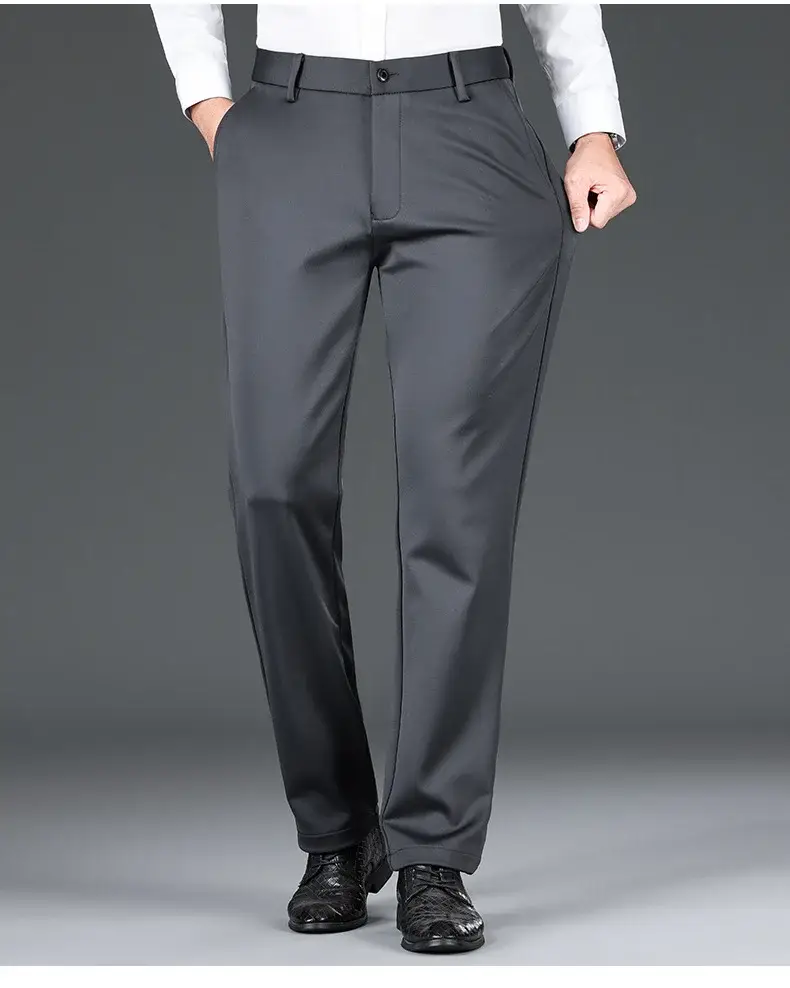 Men Black Stretch Knitted Pants Autumn Business Suit — feature 30