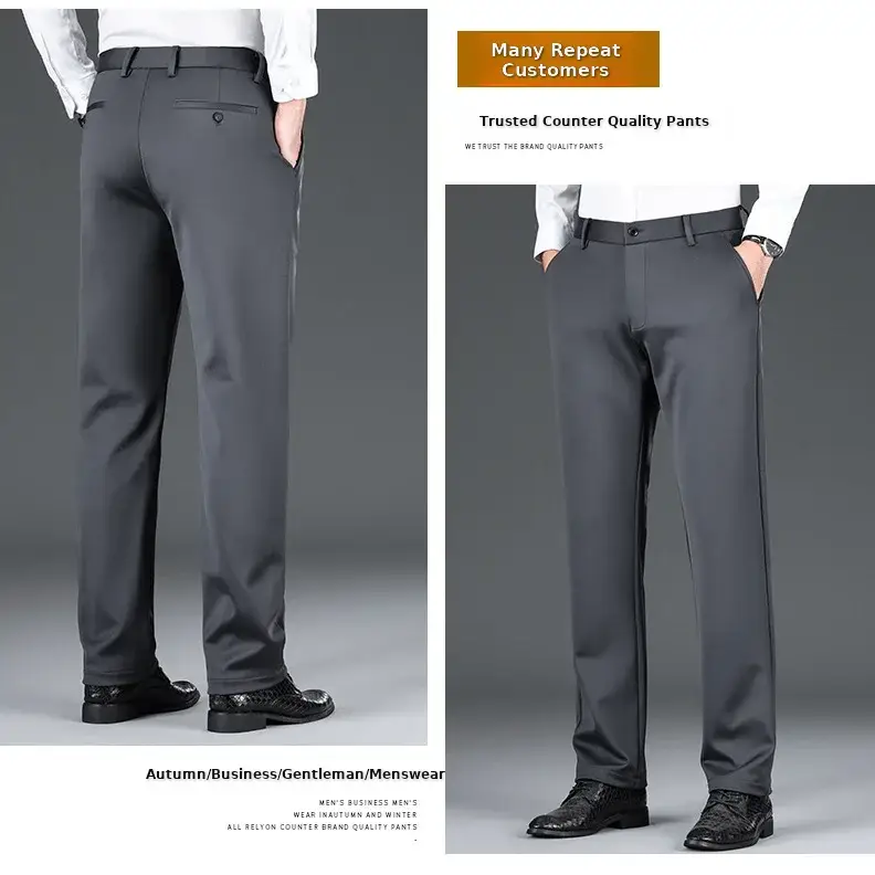Men Black Stretch Knitted Pants Autumn Business Suit — feature 31