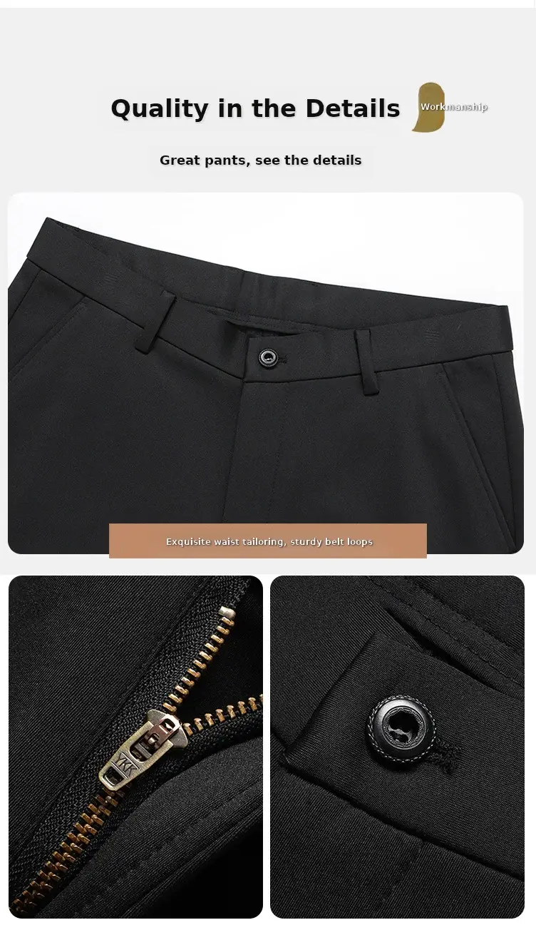 Men Black Stretch Knitted Pants Autumn Business Suit — feature 7