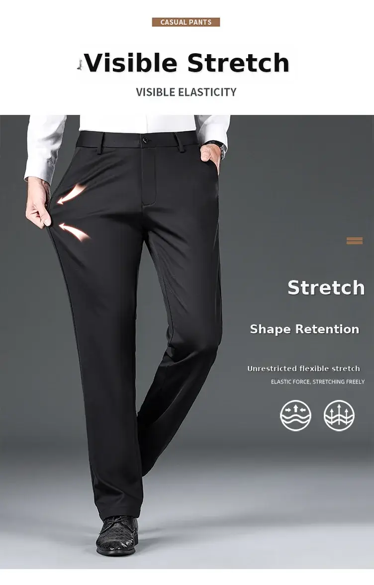 Men Black Stretch Knitted Pants Autumn Business Suit — feature 9