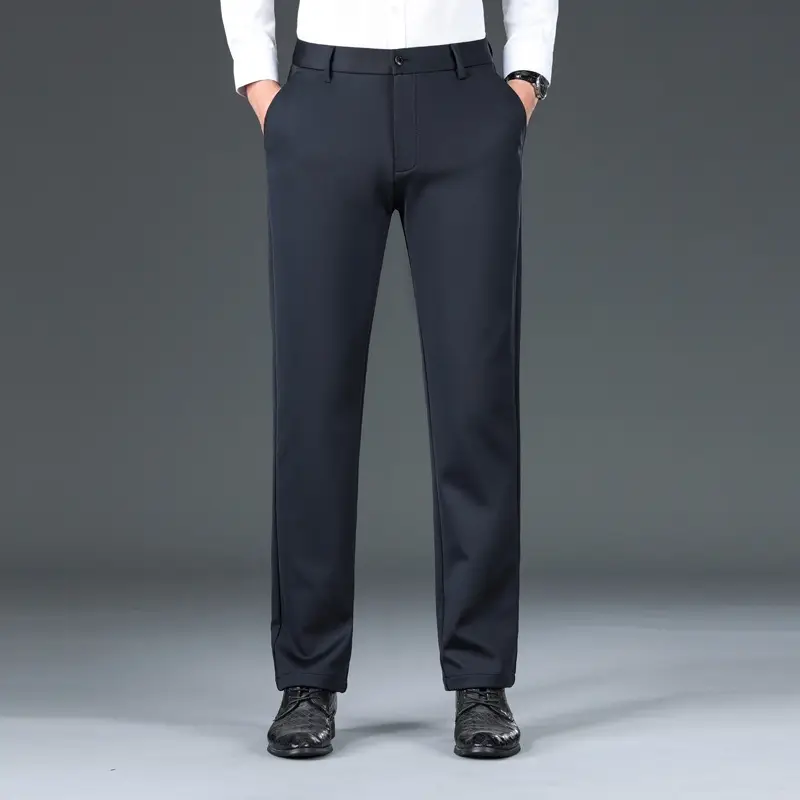 Men Black Stretch Knitted Pants Autumn Business Suit - Image 2