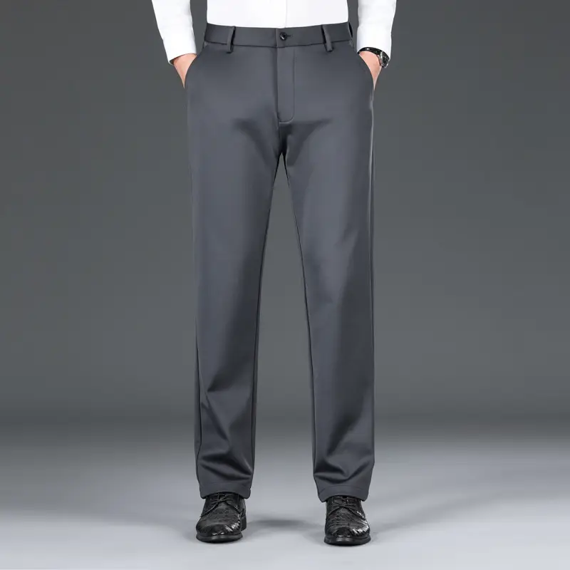 Men Black Stretch Knitted Pants Autumn Business Suit - Image 3