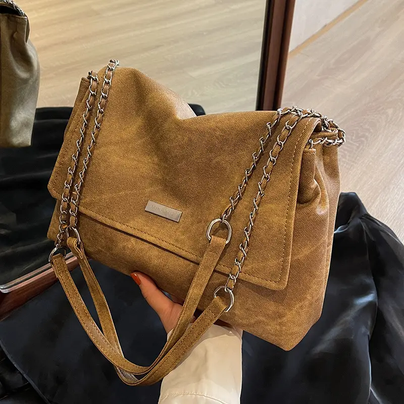 Women Vintage Chain Shoulder Bag Brown 2023 - Image 6