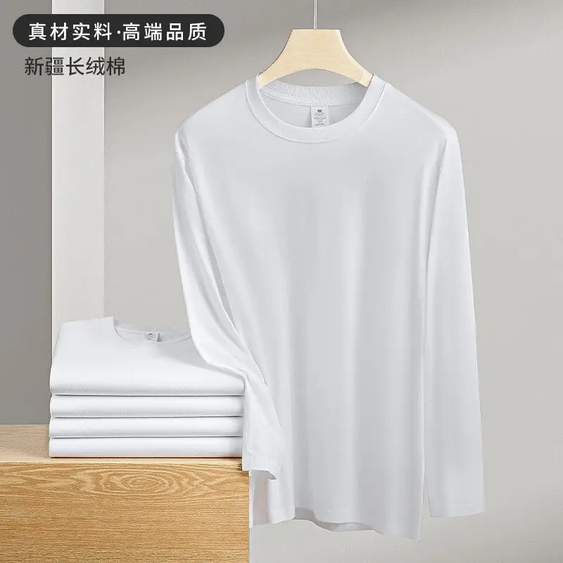 White Long Sleeve Cotton T-Shirt 210g - Image 2