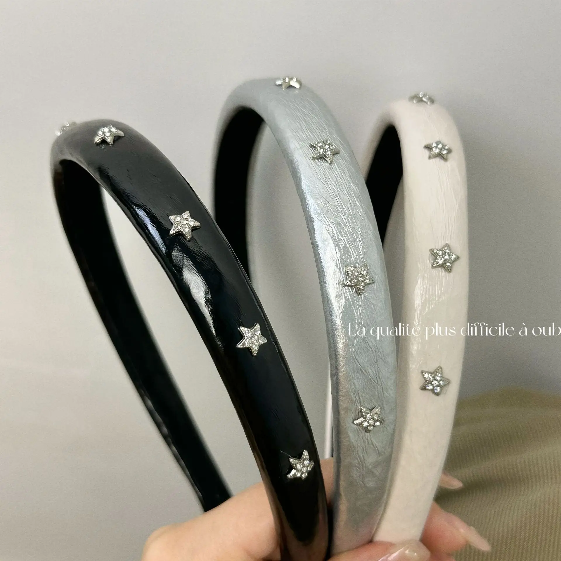 South Korea Star Headband Black Silver White - Image 5