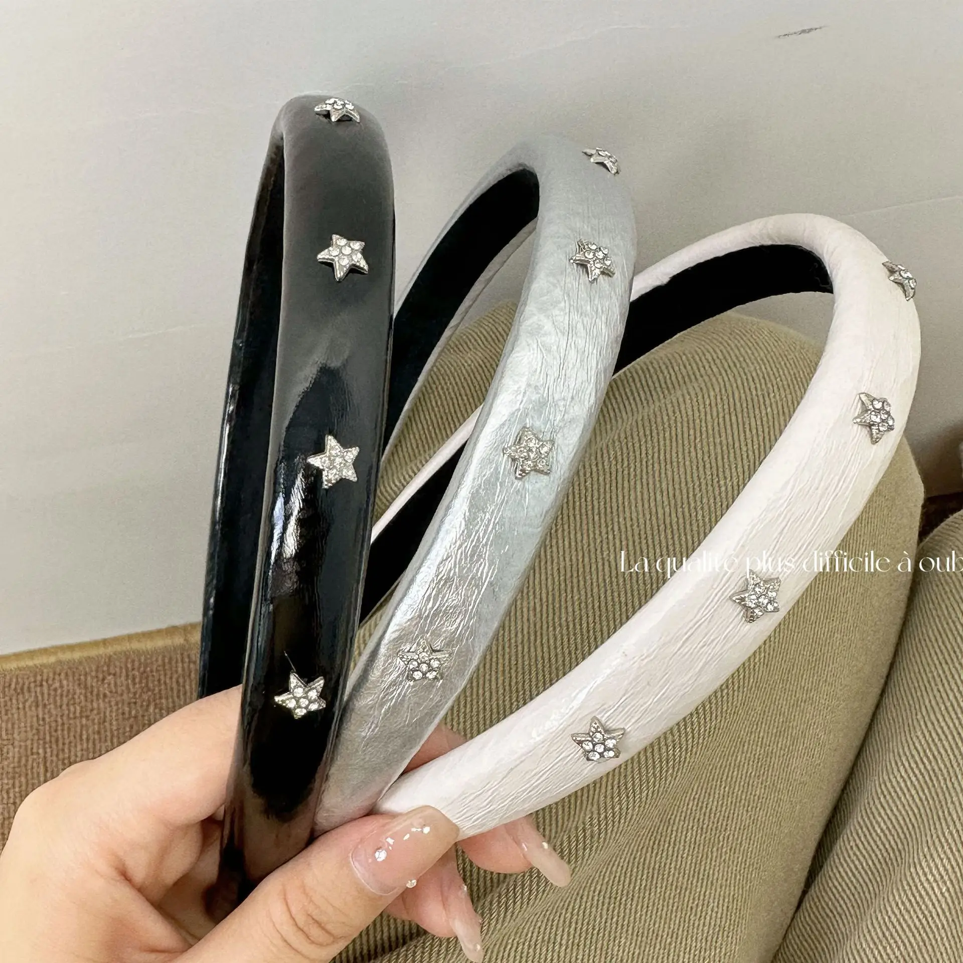 South Korea Star Headband Black Silver White - Image 6