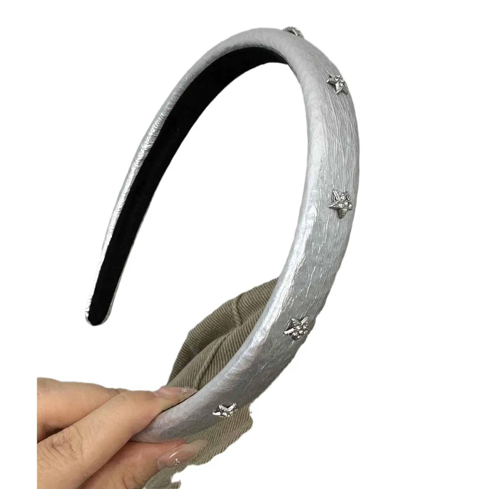 South Korea Star Headband Black Silver White - Image 7